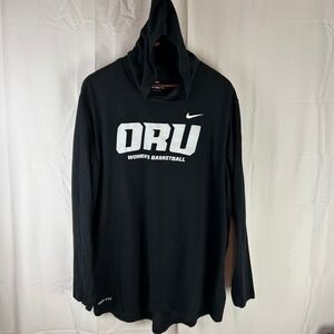 Nike Hooded T-Shirt Womens XL Black ORU Basketball Dri-FIT Long Sleeve 398074